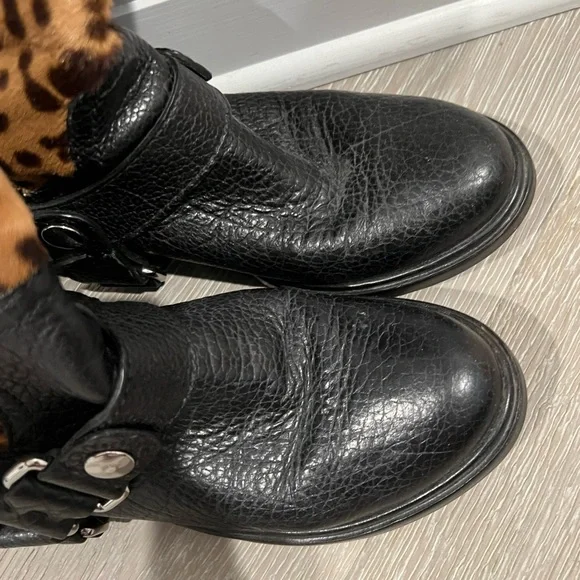 Miu Miu Leopard Motorcycle Biker Boots 38 1/2 - Picture 6 of 13